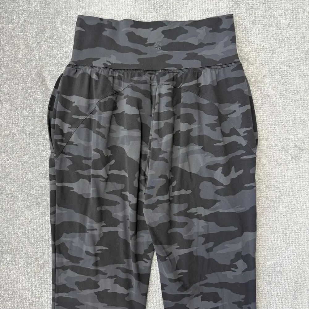 Athleta Salutation Camo Jogger Pants Womens Small Black Gray High Rise Yoga - Picture 10 of 11